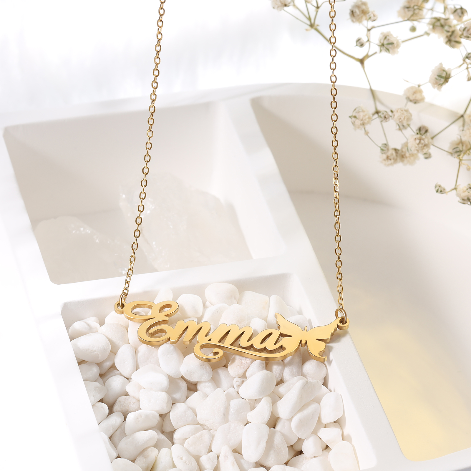 Butterfly Name Necklace Personalised One Name Necklaces Gift for Children-Jessemade AU