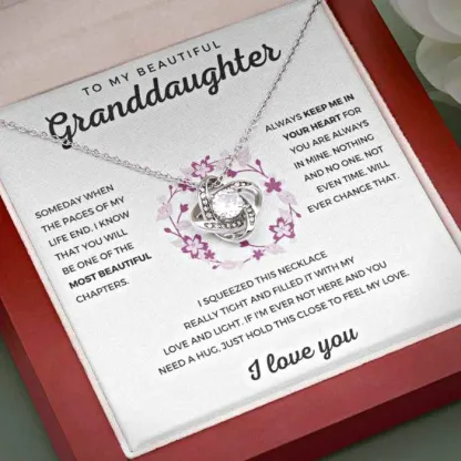 To My Granddaughter Love Knot Necklace "Hold This Close To Feel My Love“ Inspirational Gifts for Granddaughter-Jessemade AU