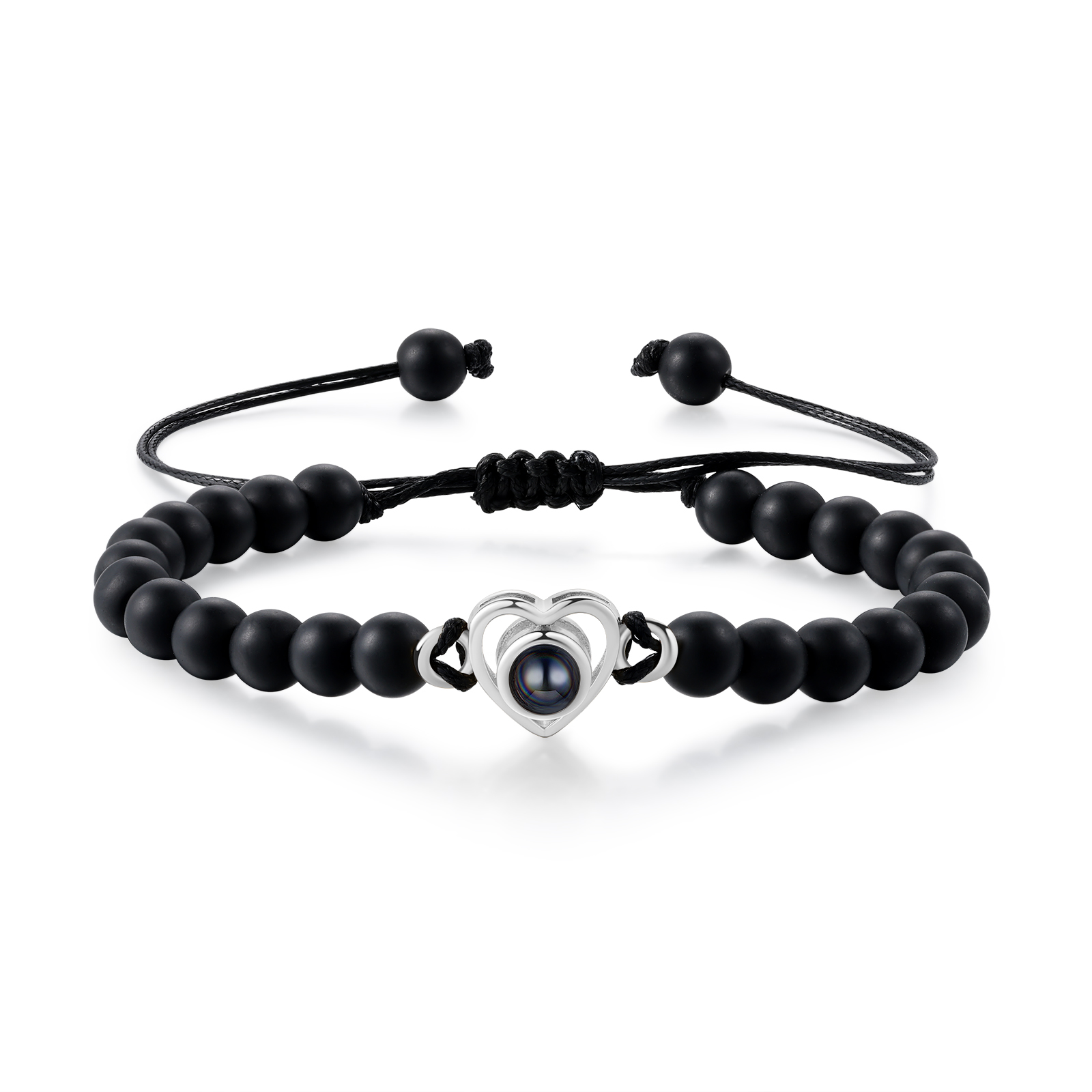 Personalised Projection Beaded Bracelet Customised Photo Bracelet Black Adjustable Bracelet Personalised Gift for Couples-Jessemade AU