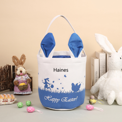 Personalised Bunny Tote Bag Customised with Name Bunny Bucket Bag Easter Gifts-Jessemade AU