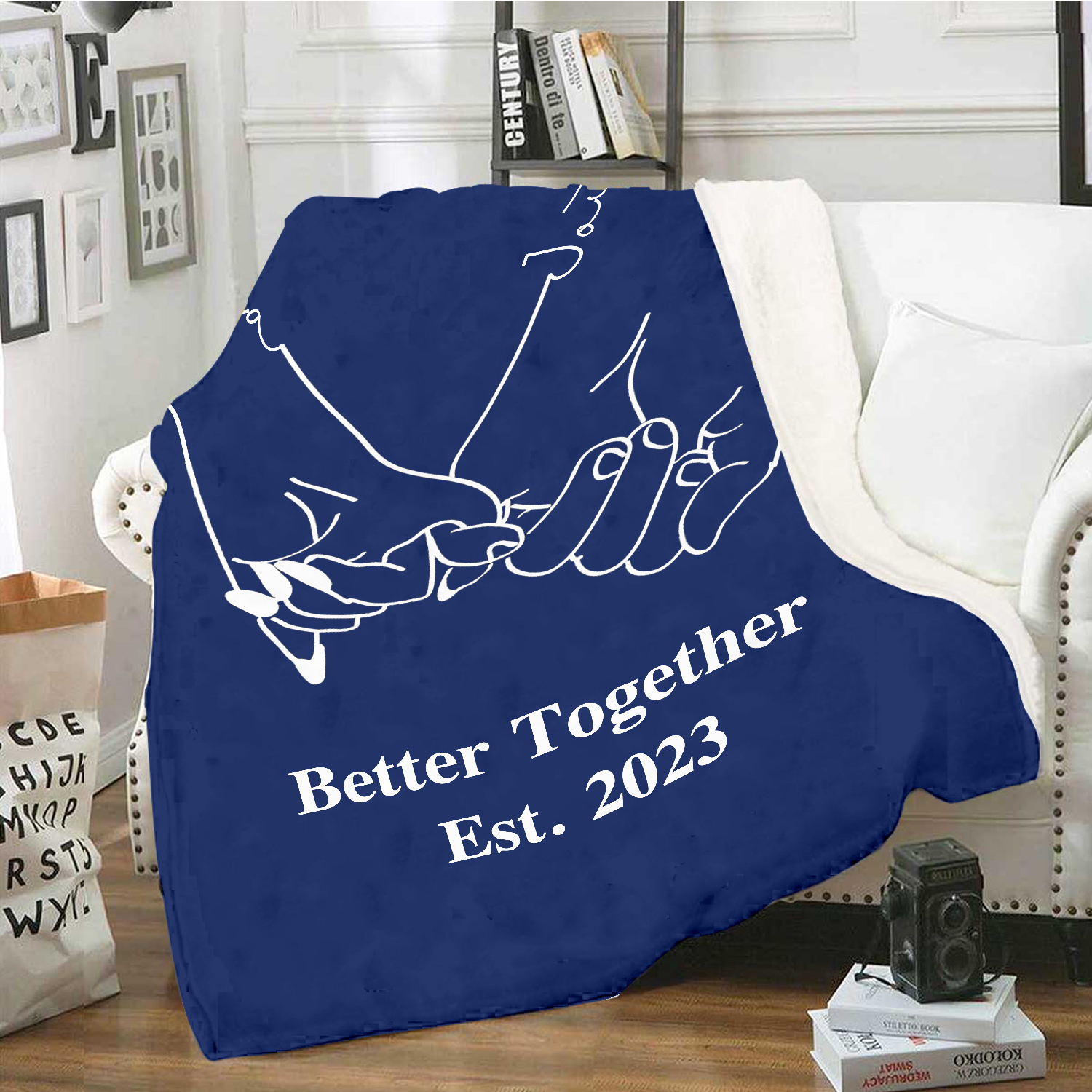 Personalised Couple Blanket Customised 2 Names & Date Blanket Pinky Swear Valentine's Day Anniversary Gift for Couples-Jessemade AU