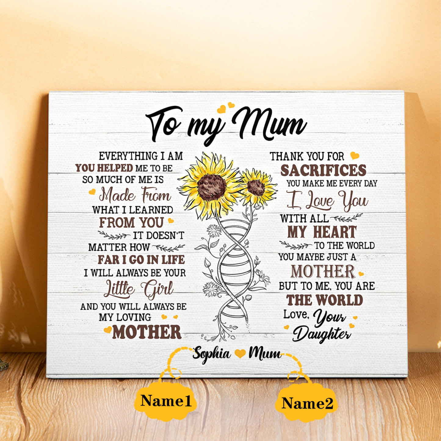 To My Mum Sunflowers Picture Board Keepsake Wood Signs Photo Frame-Jessemade AU