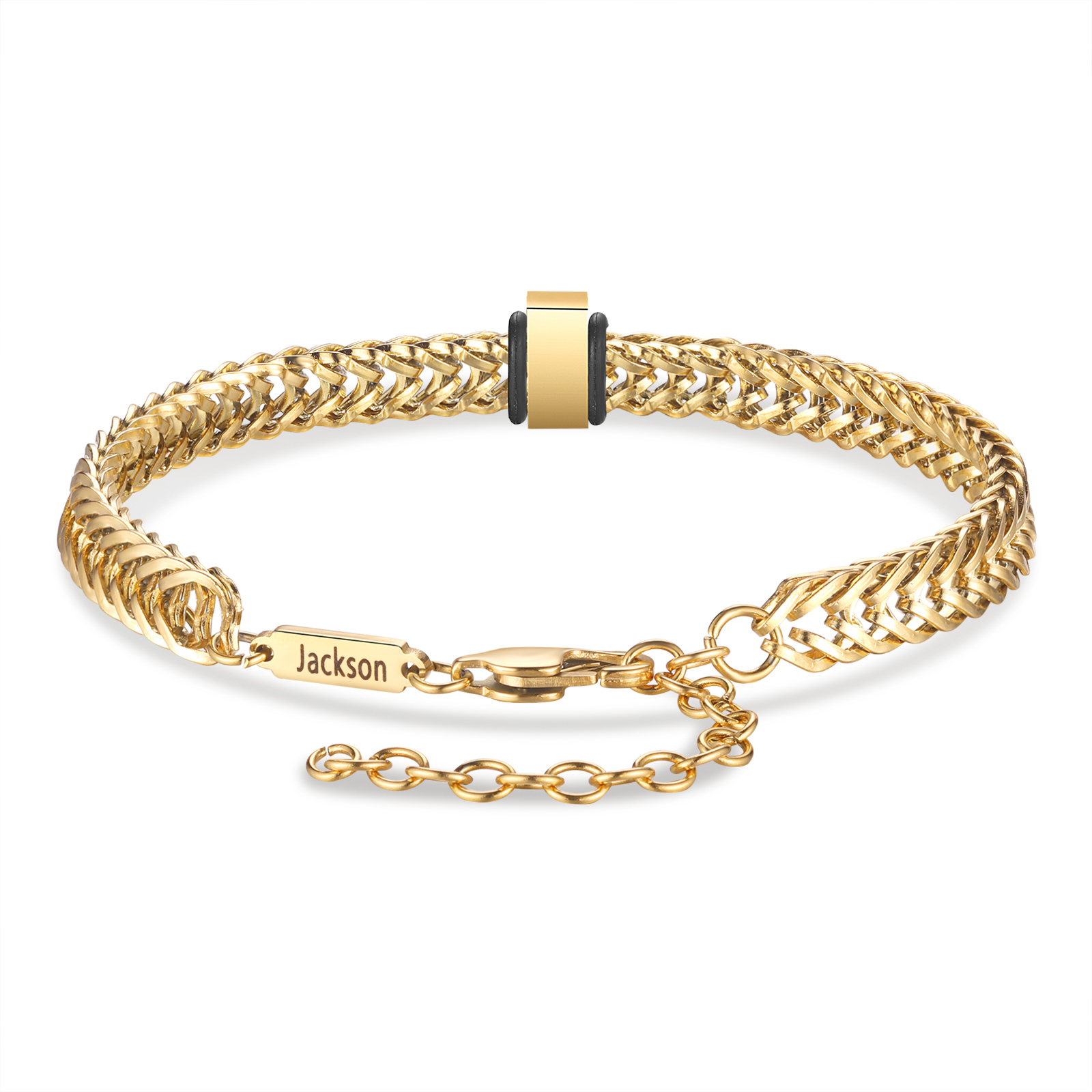 Personalised Men's Beaded Bracelet Custom 2 Names Adjustable Bracelets Stainless Steel Gifts for Him-Jessemade AU