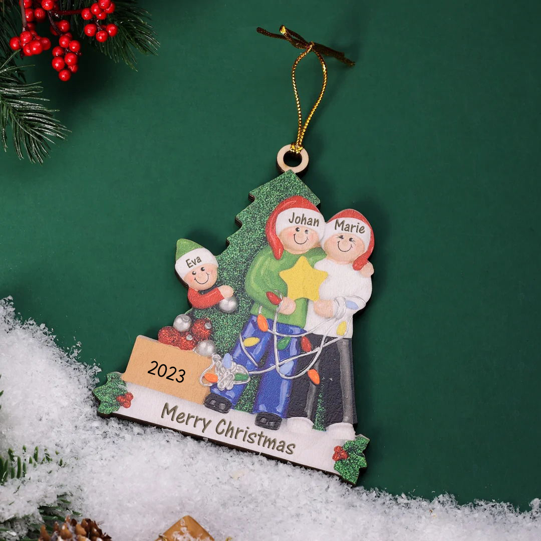 Personalised Family Christmas Ornament Custom 4 Names Hanging Ornament Gifts For Family-Jessemade AU