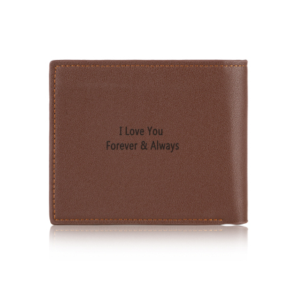Personalised Leather Wallet Engraved Photo Folding Wallet Short Purse Love Gifts For Him-Jessemade AU