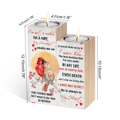 "I'm Not A Widow"  Wooden Candle Holder Cardinal Candlesticks Memorial Gifts-Jessemade AU