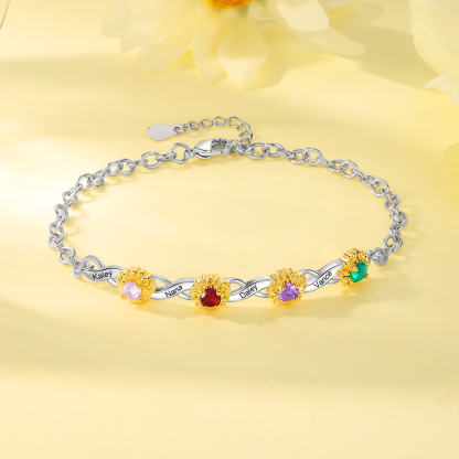 Personalised Women's Bracelet Custom 4 Birthstones & 4 Names Infinity Bracelet Birthday Gift for Her-Jessemade AU