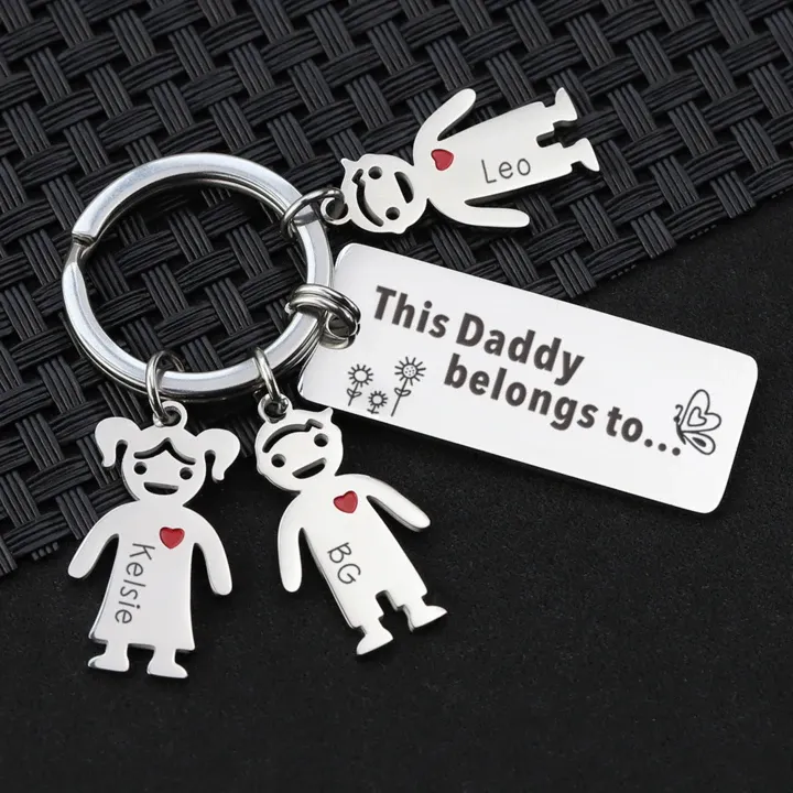 Personalised Family Keychain with 5 Kid Charms Engrave Names-Jessemade AU