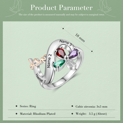 Personalised Butterfly Ring Custom 3 Birthstones Love Ring Gifts For Her-Jessemade AU