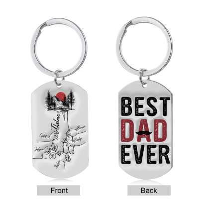 Best Dad Ever - Personalised 6 Names Holding Hands Keychain Custom Family Keychain Father's Day Gifts-Jessemade AU