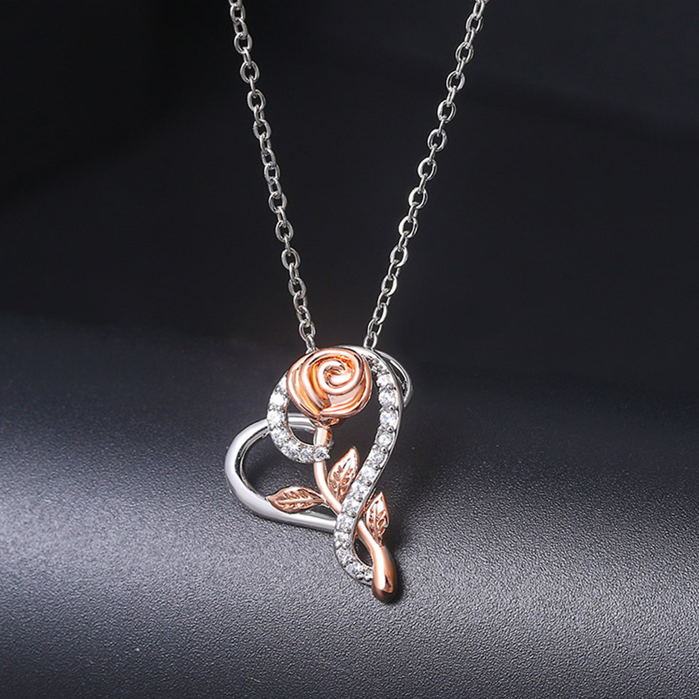 Jessemade Silver Colour Rose Necklace-Jessemade AU