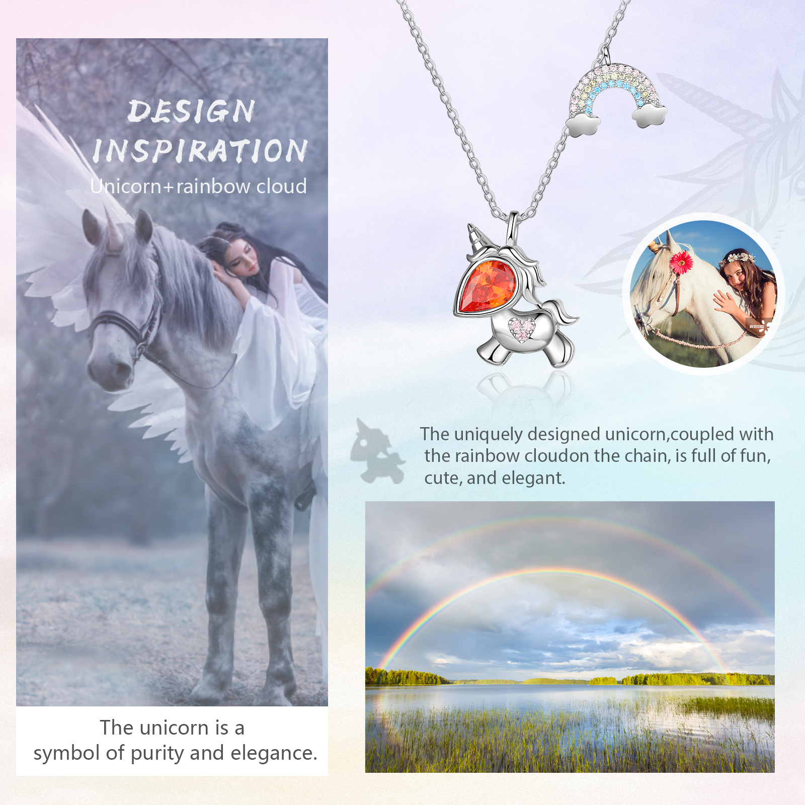 Special Love Unicorn Necklace With Birthstone Gifts For Her-Jessemade AU