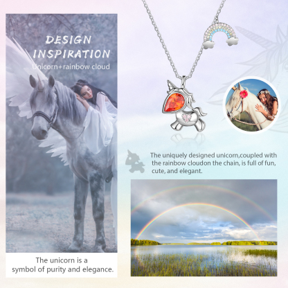 Special Love Unicorn Necklace With Birthstone Gifts For Her-Jessemade AU