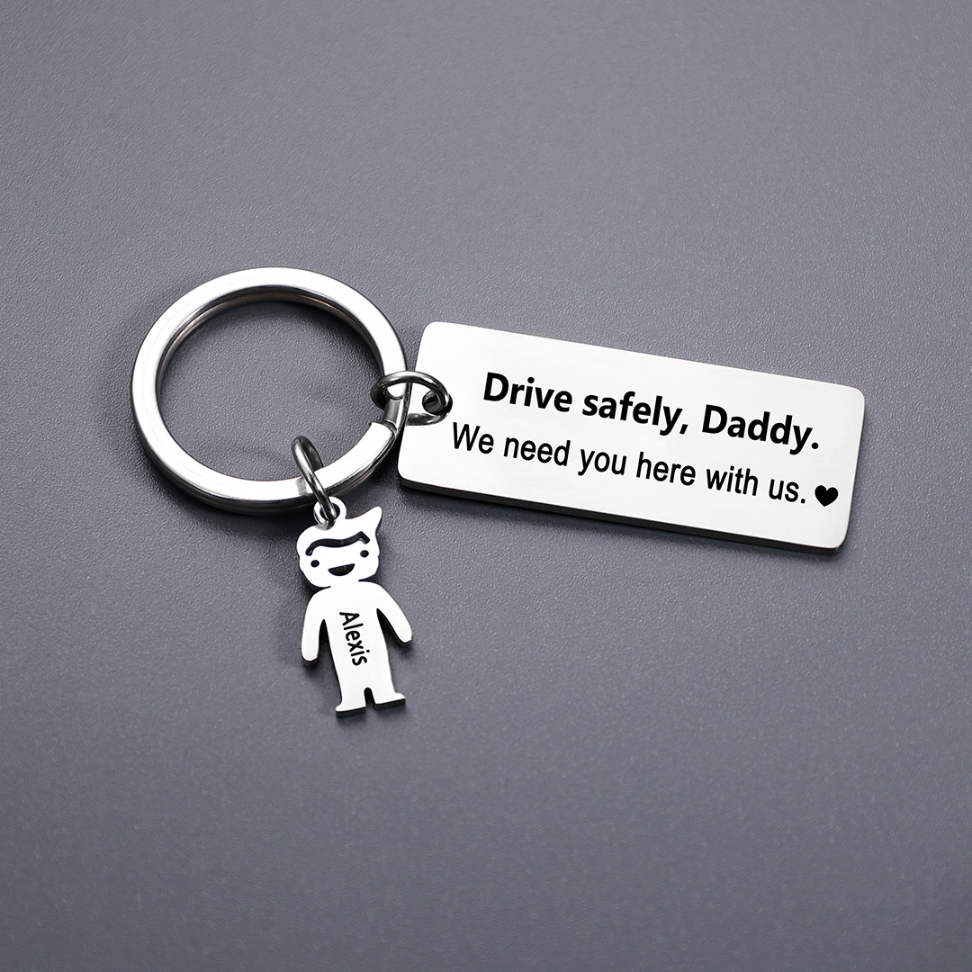 Personalised Kid Charm Keychain Engraved 1 Name Family Keychain for Him-Jessemade AU