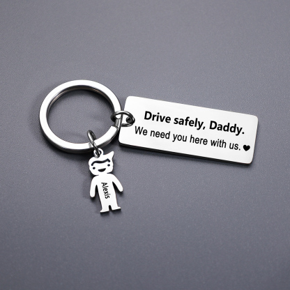 Personalised Kid Charm Keychain Engraved 1 Name Family Keychain for Him-Jessemade AU