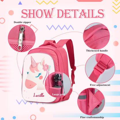 Girls Backpack for School Custom Name Unicorn Backpack Kids Travel Day Bag-Jessemade AU