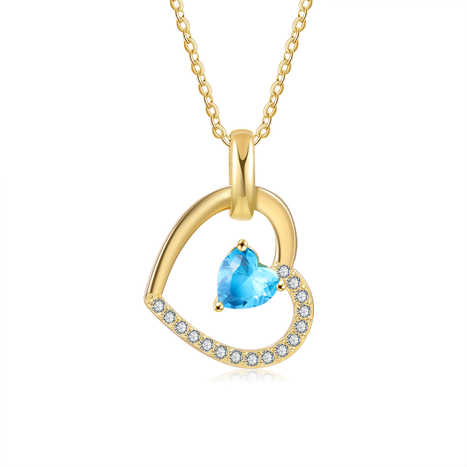 Personalised Heart Pendant Necklace Custom Birthstone & Name Necklace Gifts for Her-Jessemade AU