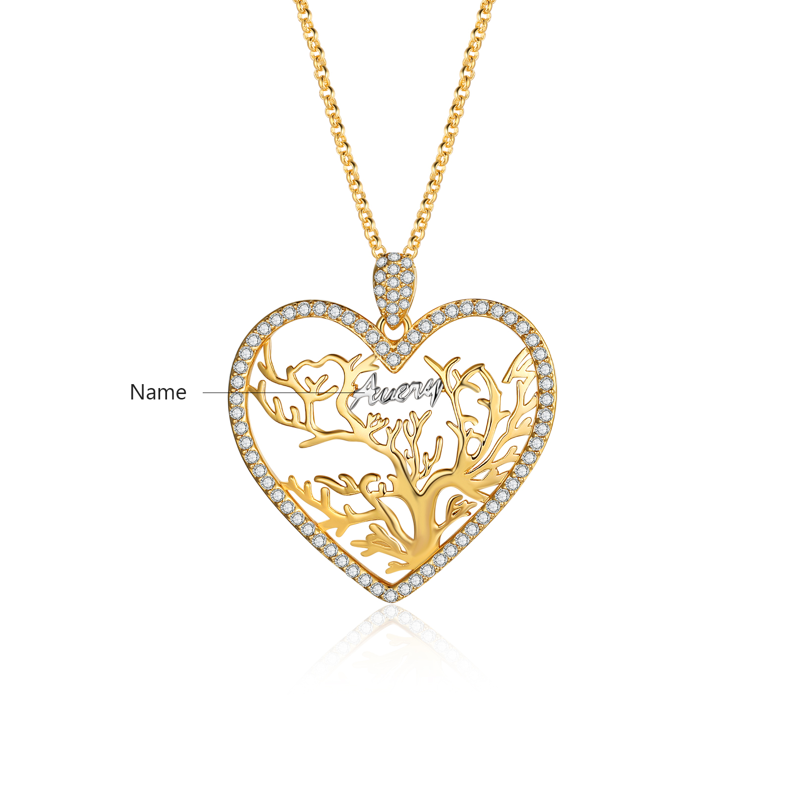 Personalised Family Tree Necklace Custom 1 Name Heart Necklace Gift For Mother-Jessemade AU