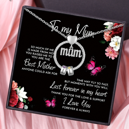 Personalised Circle Necklace With 2 Birthstones Pendant Engraved Names Gift For Mum-Jessemade AU