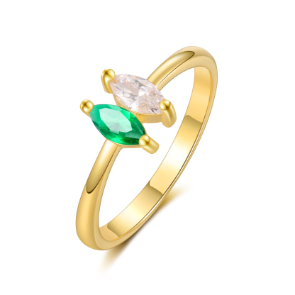 Personalised Women's Ring Custom 2 Birthstones Ring Gold Birthday Gift for Her-Jessemade AU