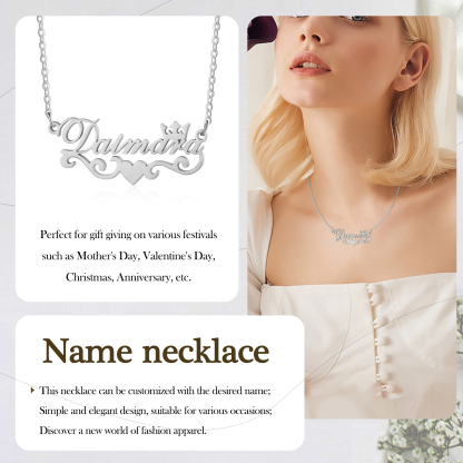Personalised Crown Name Necklace Classic Jewelry Gift For Her-Jessemade AU