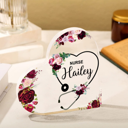 Personalised Acrylic Heart Keepsake, Custom Name Stethoscope Ornaments Gifts for Nurse-Jessemade AU