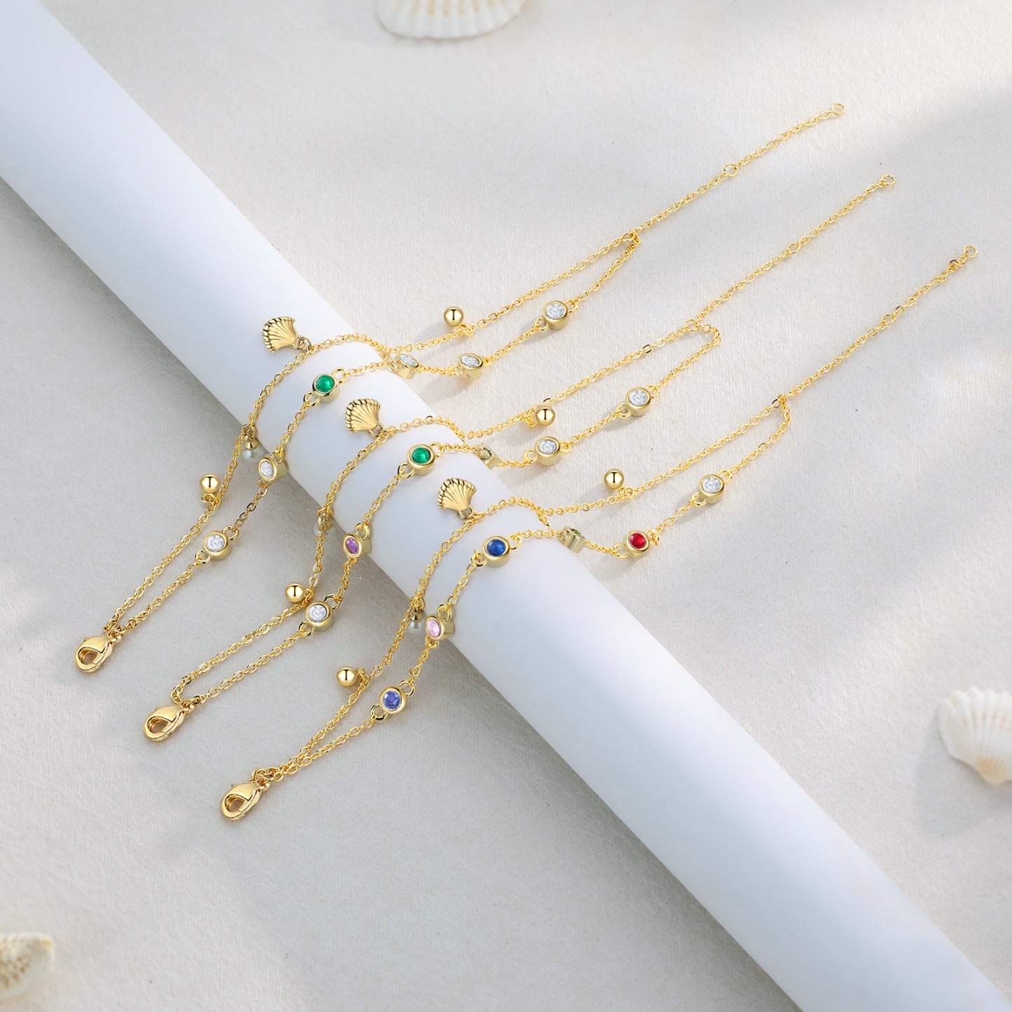 Personalised Women's Bracelet Custom 2 Birthstones Bracelet Gold Adjustable Bracelet Birthday Gift for Her-Jessemade AU