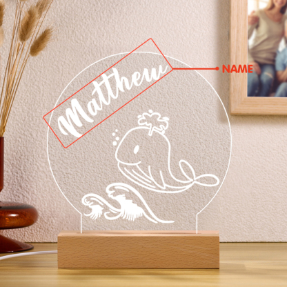 Whale Night Light Personalised Name LED Lamp Custom Animal Night Light Gifts For Kids-Jessemade AU