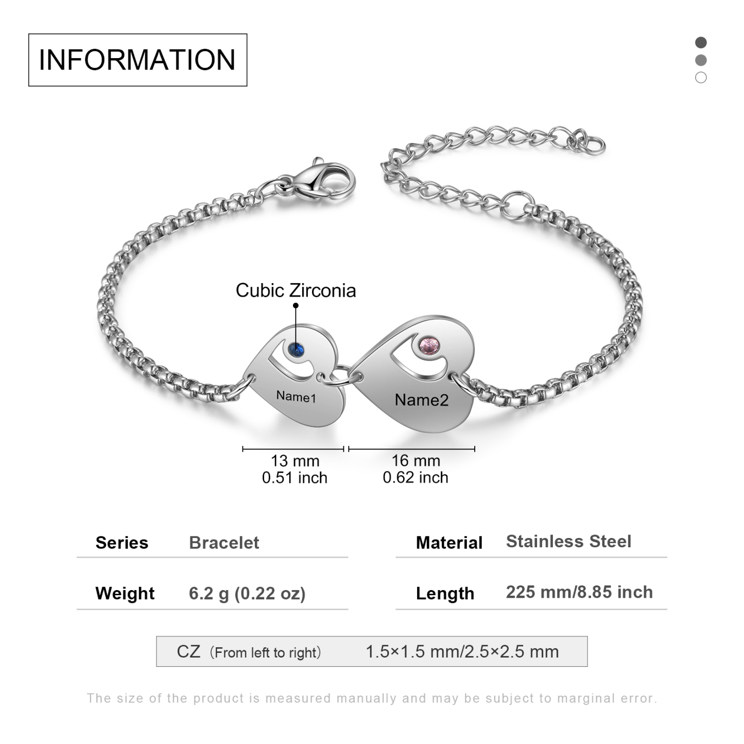 Personalised Heart Bracelet with Birthstones Custom 2 Names Family Bracelet Gifts for Her-Jessemade AU