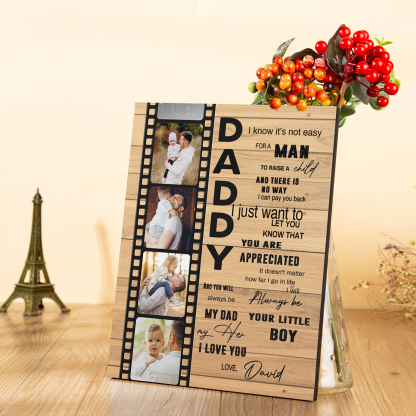 To My Daddy Personalised Photo Frame Wood Signs Keepsake Custom 4 Photos-Jessemade AU