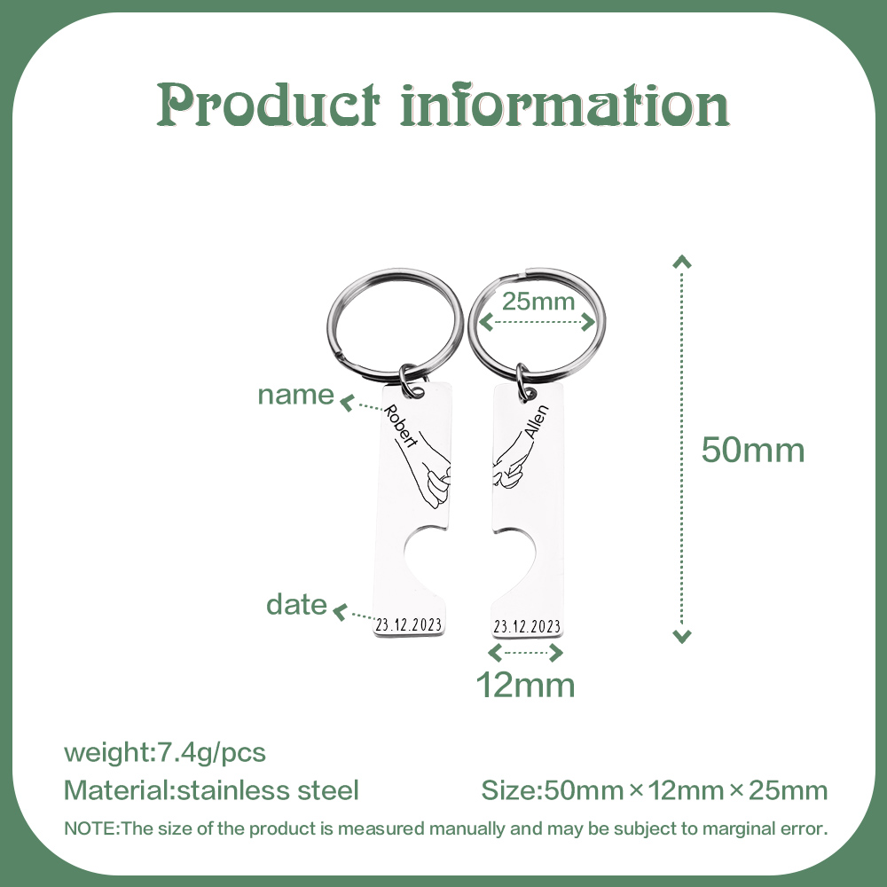 Personalised Couple Pinky Promise Keychain Customised Names & Date Matching Couple Keyring Valentine's Day Gifts For Couples-Jessemade AU