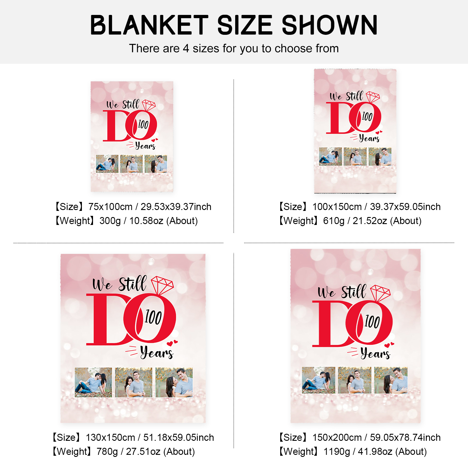 Personalised Couple Blanket Custom Photo "We still do 100 years" Sweet Gift For Her-Jessemade AU