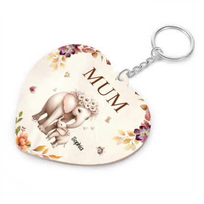 1 Name - Personalised Acrylic Keychain Custom 1 Text Elephant Family Hanging Ornaments Gift for Mum/Grandma-Jessemade AU