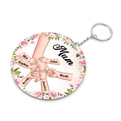 6 Names - Personalised Acrylic Keychain Custom 1 Text Holding Hands Family Hanging Ornaments Gift for Mum/Grandma-Jessemade AU