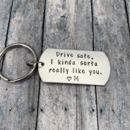 Personalised Initial Couple Keychain "Drive Safe, I Kinda Sorta Really Like You"-Jessemade AU