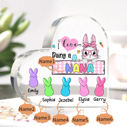 6 Names - Personalised Acrylic Heart Keepsake Custom Names Bunny Ornaments Gifts for Grandma/Mother-Jessemade AU