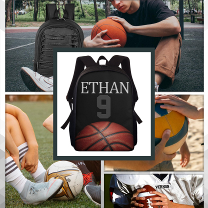 Custom Name and Number Backpack Personalised Basketball Schoolbag for Students-Jessemade AU