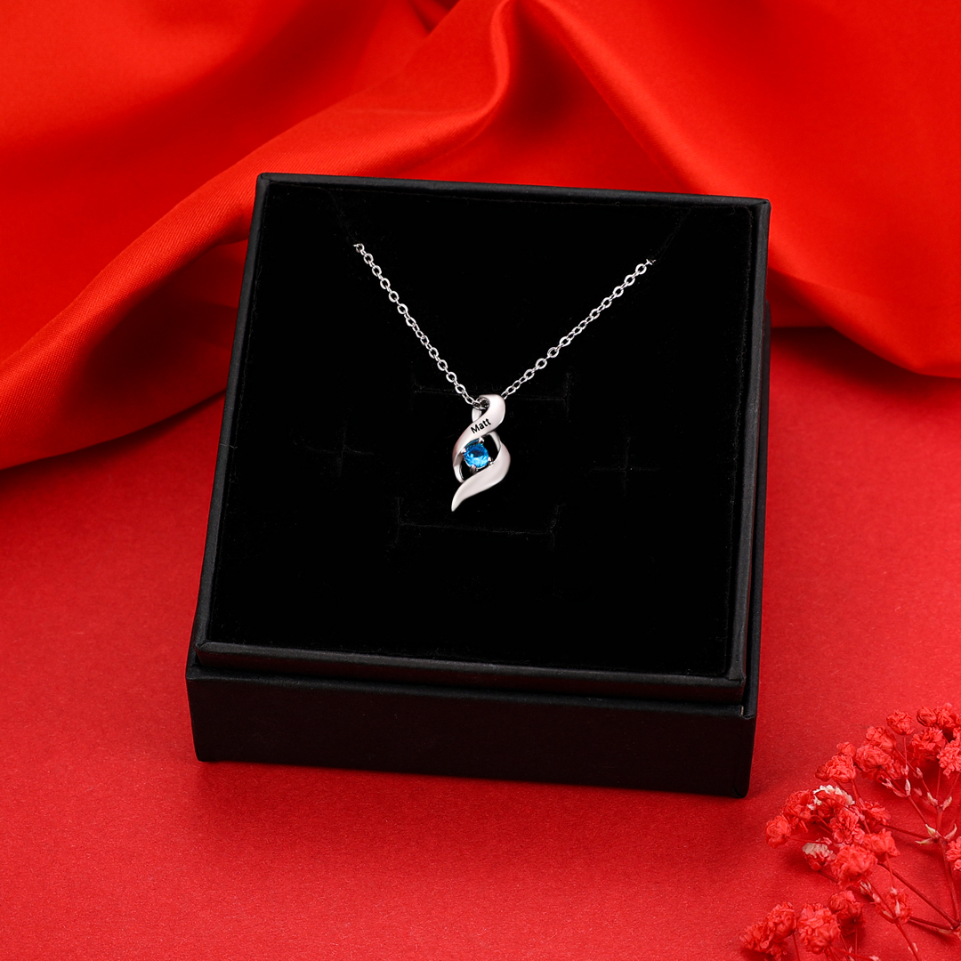 Customised Necklace Cascading Pendant with 1 Birthstone Engraving 1 Name Gifts for Her-Jessemade AU