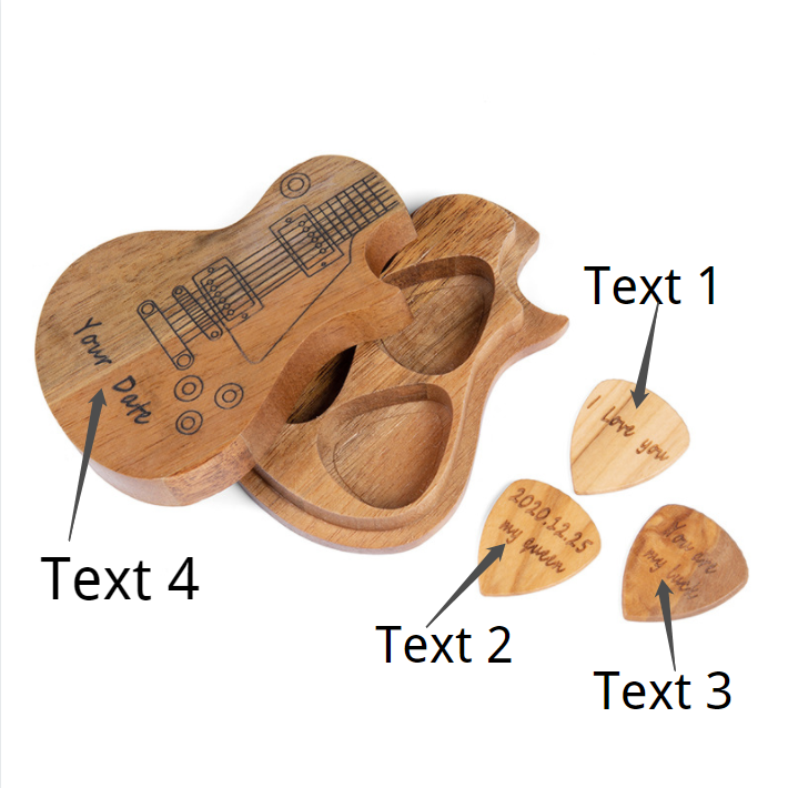 Personalised Guitar Picks Case Plectrum Box 3 Pcs Guitar Pick Wooden-Jessemade AU