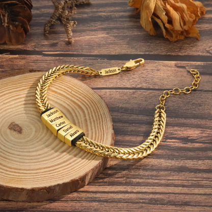 Personalised Men's Beaded Bracelet Custom 6 Names Adjustable Bracelets Stainless Steel Gifts for Him-Jessemade AU