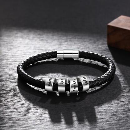 Custom Engraved Men's Bracelets With 4 Beads Gift for Dad-Jessemade AU