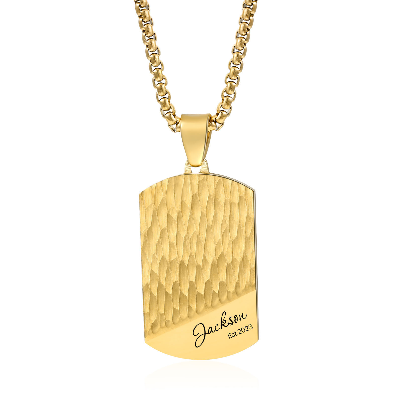 Personalised Men's Necklace Customised Name & Date & Text Dog Tag Necklace Stainless Steel Gift for Him-Jessemade AU