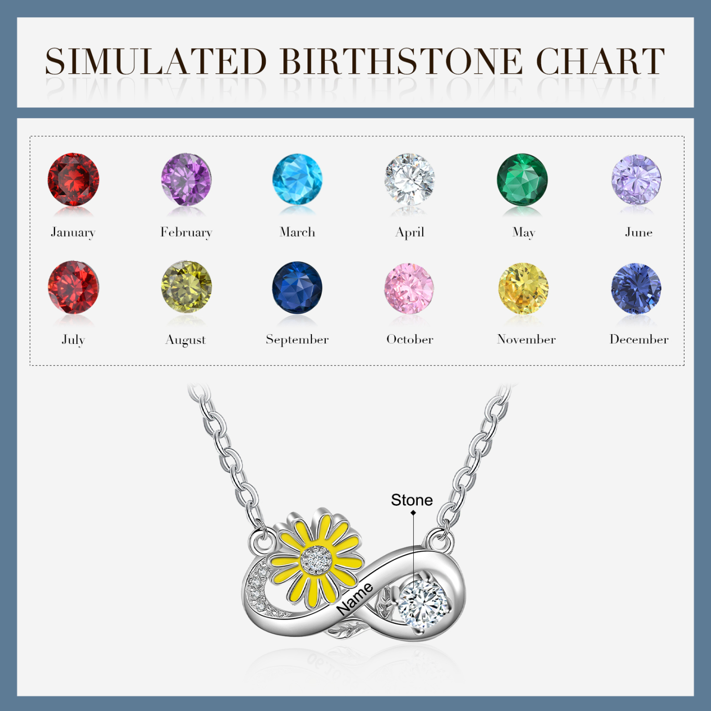 Personalised April Birthflower Necklace With Birthstone Gift For Women-Jessemade AU