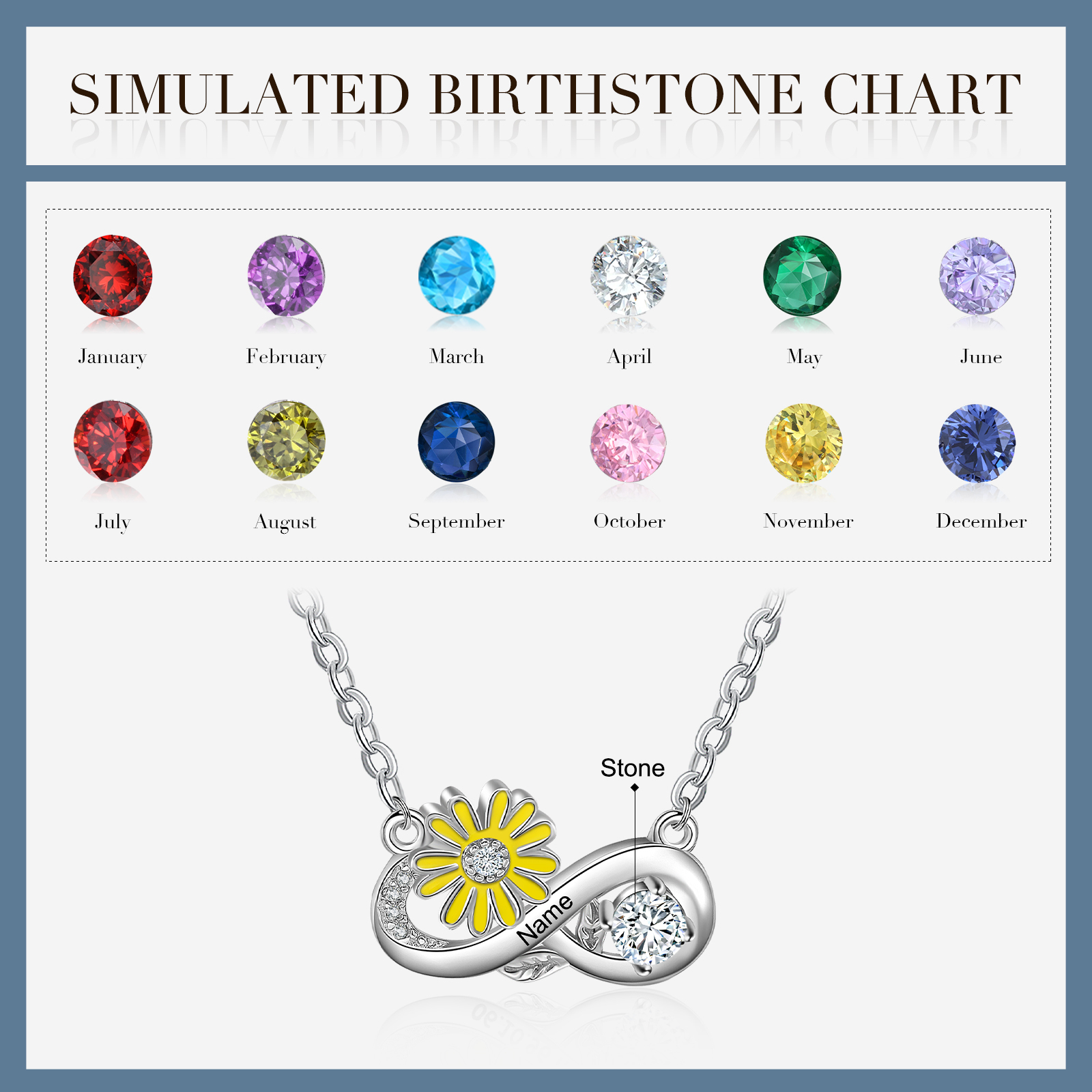 Personalised April Birthflower Necklace With Birthstone Gift For Women-Jessemade AU