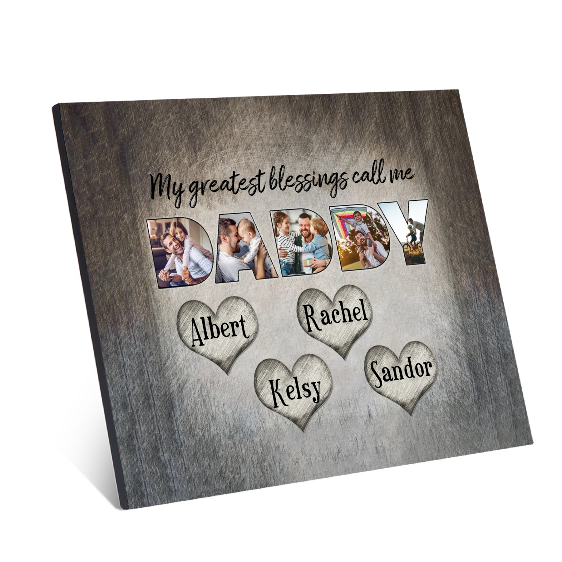 My Greatest Blessing Call Me Daddy Personalised Photo Frame Wood Signs Engrave 4 Names-Jessemade AU