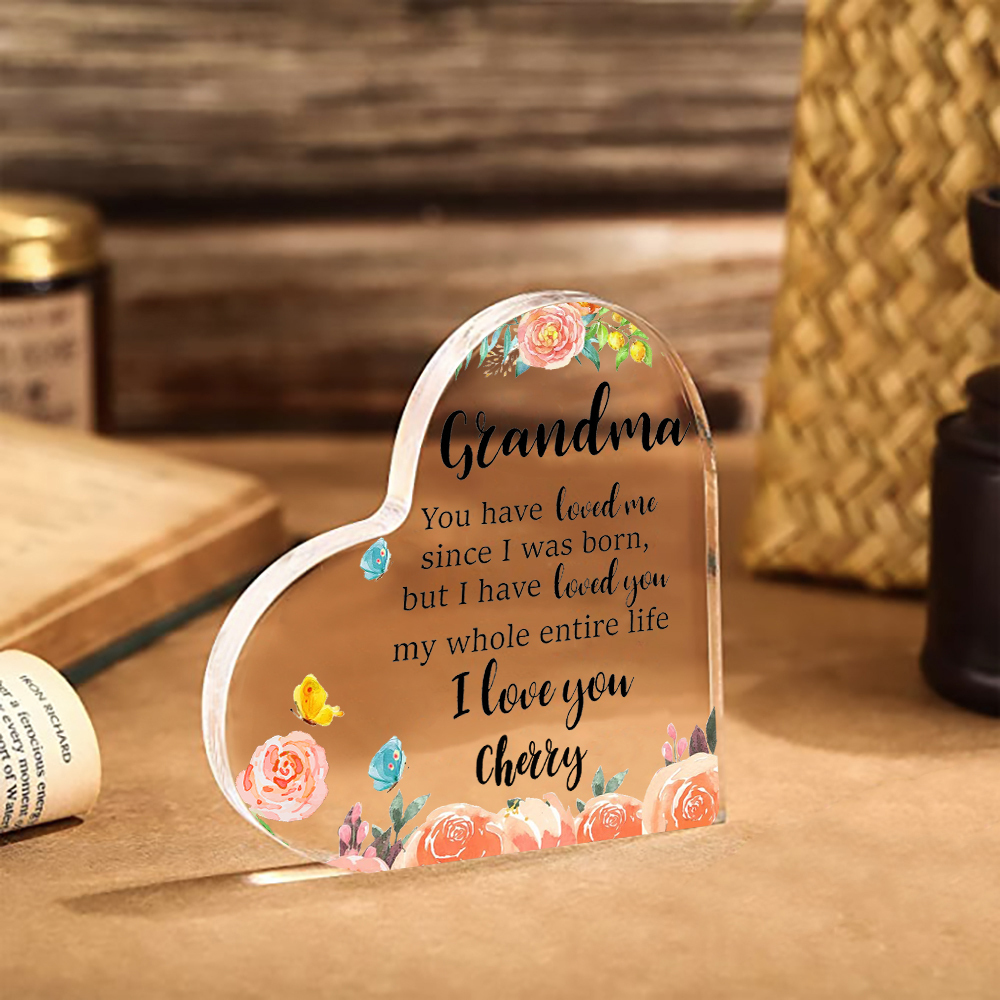 Personalised Acrylic Heart Keepsake with Name Heart Ornament Special Gift for Grandma-Jessemade AU