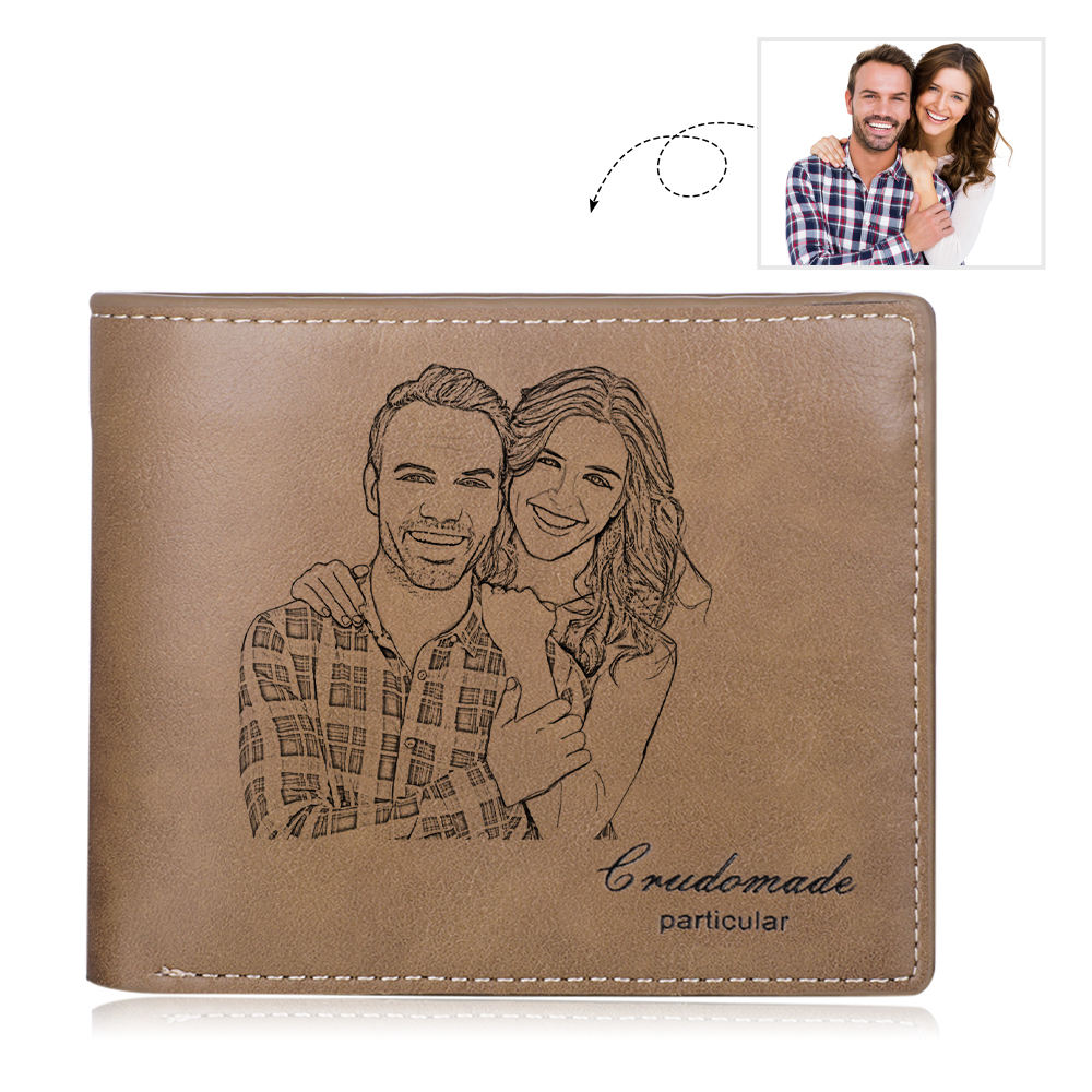Personalised Leather Wallet Engraved Photo Short Purse Gifts For Men-Jessemade AU