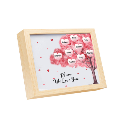 Personalised Frame Night Light Custom 1 Text & 9 Names Pink Family Tree Ornament Gifts for Mother/Grandma-Jessemade AU