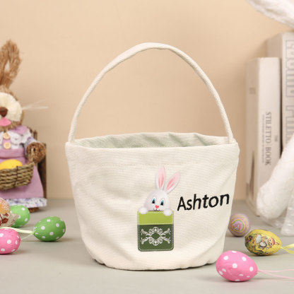 Personalised Bunny Tote Bag Custom Name Bunny Basket Bucket Bag Easter Gift for Him/Her-Jessemade AU