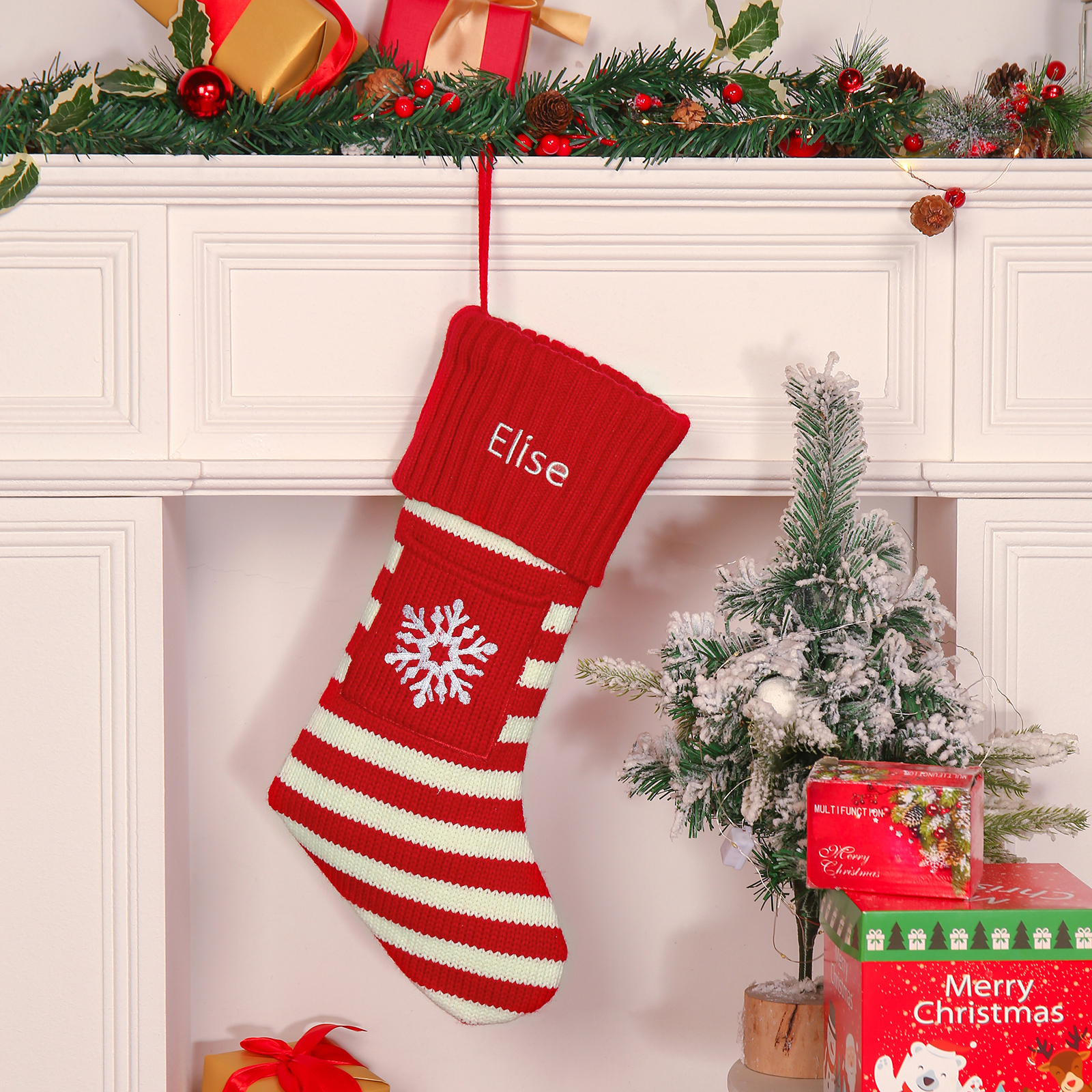 Christmas Stockings Ornaments Customised 1 Name Fireplace Decor Personalised Gifts for Family Friends-Jessemade AU